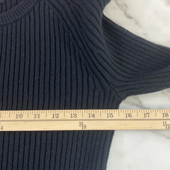 Monrow Elbow Slash Sweater Dress Womens Size Small Black Wool Cotton Ribbed Knit - Picture 6 of 12